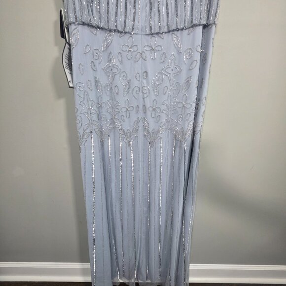NWT Adrianna Papell Sequin bead illusion blouson dress glacier Size 18W - Picture 13 of 16